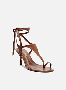 AREZZO - Sandália Marrom Couro Fino