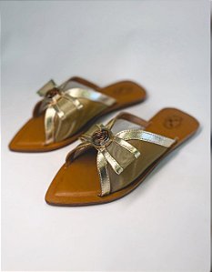 Fenômena - Rasteira Laço Dourada