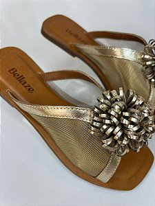 Fenômena - Rasteira Dourada Flor