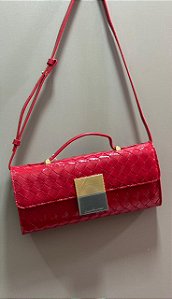 Luiza Barcelos - Bolsa Tressê Couro Verniz Vermelho