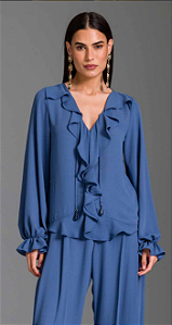 Charry - Blusa Ampla Lisa com Babados