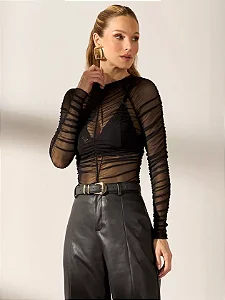 Flor Linda - Blusa Drapeada Tule