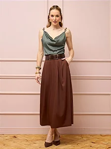 Flor Linda - Saia Midi Evasê Poliana