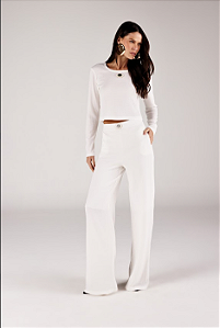 Onça Preta - Blusa Feminina Cropped Off White