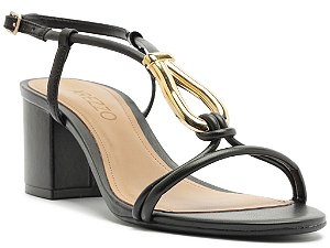 Arezzo - Sandália Preta Det Dourado