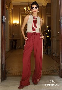 Perfect Way - Calça Cós Baixo Burgundy