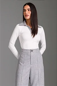 Charry - Blusa Ajustada Lisa com Gola