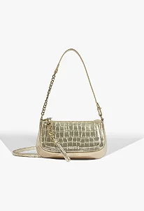 Schutz - Bolsa TiraColo Pequena Tina Croco Dourada