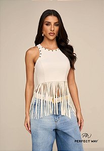 Perfect Way - Cropped Feminino com Franjas