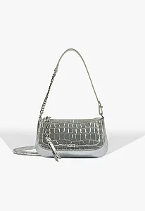 Schutz - Bolsa TiraColo Prata Croco Tina