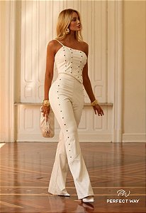 Perfect Way - Calça Flare Feminina Off White
