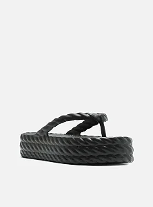 Brizza - Sandália Preta FlatForm Marrocos Mid