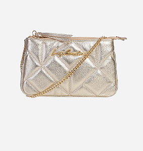 Luiza Barcelos - Bolsa Em Couro Dourado Dupla Tira