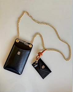 Schutz - Porta Celular Preto Couro
