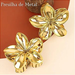 Prendedor De Cabelo Piranha Flor De Metal