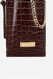 Luiza Barcelos - Bolsa Pequena Porta Celular Couro Caramelo
