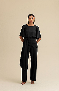 Charry - Calça Pantalona C/ Sobreposição