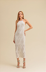 Charry - Vestido Super Midi Renda Geométrica
