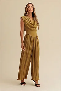 Charry - Calça Wide Lisa Plissada