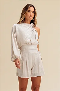 Charry - Short Cintura Alta Liso Com Bolsos