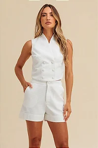 Charry -Short Alfaiataria Liso Barra Italiana