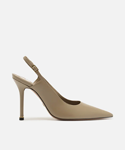 Arezzo - Scarpin Cinza Couro Salto Fino Slingback