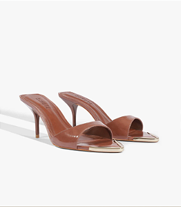 Schutz - Sandália Elodie Chrome Couro Marrom