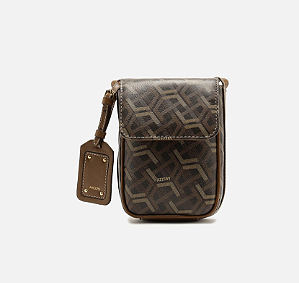 Arezzo - Bolsa Porta Celular Marrom Couro Monograma