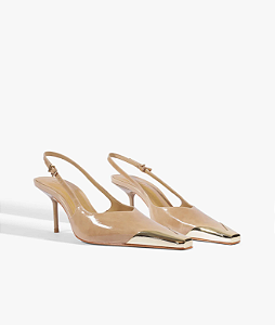 Schutz - Slingback Biqueira de Metal Couro Marrom