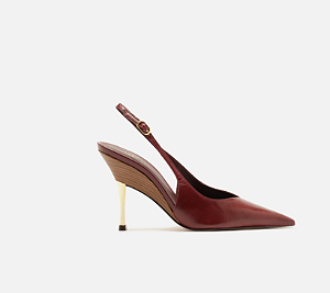 Arezzo - Scarpin Vermelho Couro Salto Fino Fivela Slingback