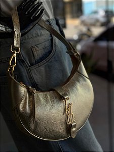 Luiza Barcelos - Bolsa Média Metal Leather Dourada
