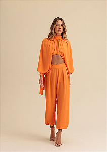Charry - Blusa Cropped LIsa Mangas Amplas