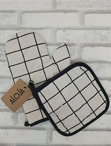 Luva Térmica Cozinha Branco e Preto