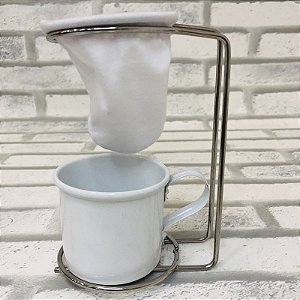 Suporte Mini Coador de Café c/ Caneca Branca 160ml