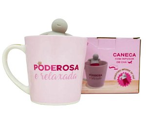 Caneca 350ml C/Infusor Para Chá Poderosa