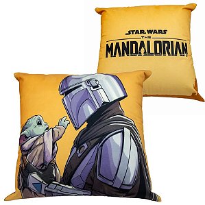 Almofada Fibra Veludo 40x40cm Mandalorian e The Child Star Wars