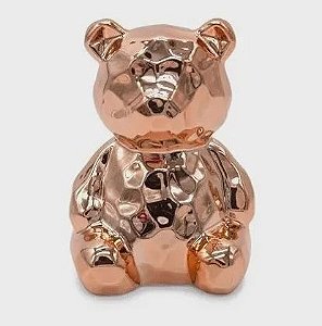 Enfeite Porcelana Urso Metalizado Rose