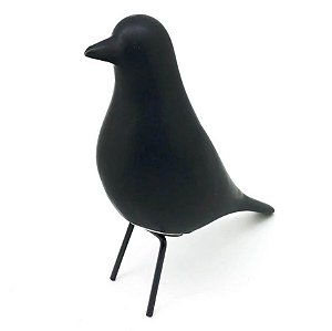 Enfeite Porcelana Pássaro Preto 12cm