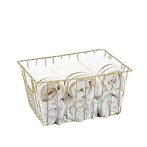 Cesto Organizador Retangular 27x20x14cm Dourado Fosco