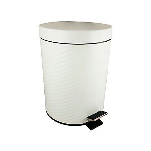 Lixeira Inox com Pedal Decorada 5L Branco