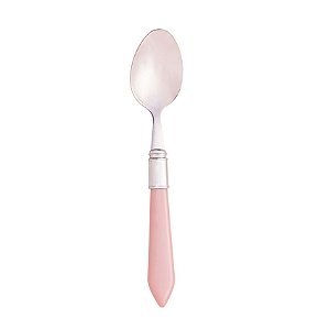 CJ 6 Colheres P/ Mesa de Aço Inox C/ Cabo de Plástico Mother Pearl Rosa 21cm