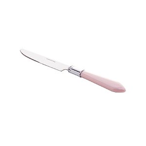 CJ 6 Facas P/ Mesa de Aço Inox C/ Cabo de Plástico Mother Pearl Rosa 23Cm