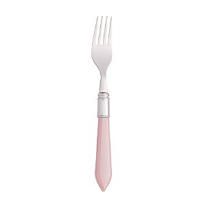 CJ 6 Garfos P/ Mesa de Aço Inox C/ Cabo de Plástico Mother Pearl Rosa 21cm