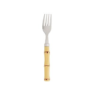 Conjunto 6 Garfos de Sobremesa de Aço Inox com Cabo de Plástico Bambu Natural 19cm