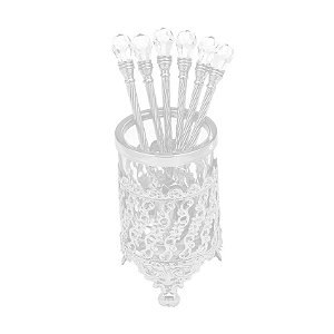 Conjunto 6 Colheres de Zamac com Suporte Niquelado Crystal 14cm