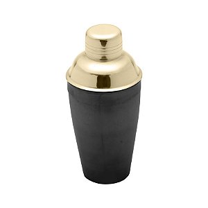 Coqueteleira de Aço Inox Preta e Dourada 500ml