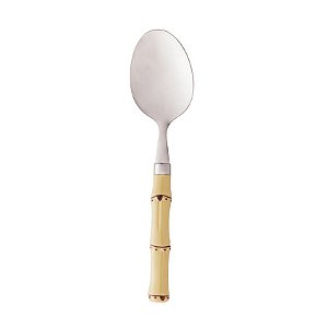 Colher para Servir de Aço Inox Com Cabo de Plástico Bambu Natural 20cm