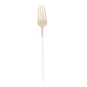 Conjunto 6 Garfos para Mesa de Aço Inox Ópera Champanhe/Branco 22cm