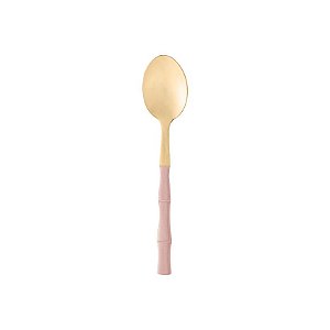 Conjunto 6 Colheres de Sobremesa de Aço Inox Bambu Elegant Champanhe/Rose 15,2cm