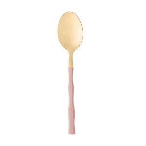 Conjunto 6 Colheres de Mesa de Aço Inox Bambu Elegant Champanhe/Rose 19,8cm